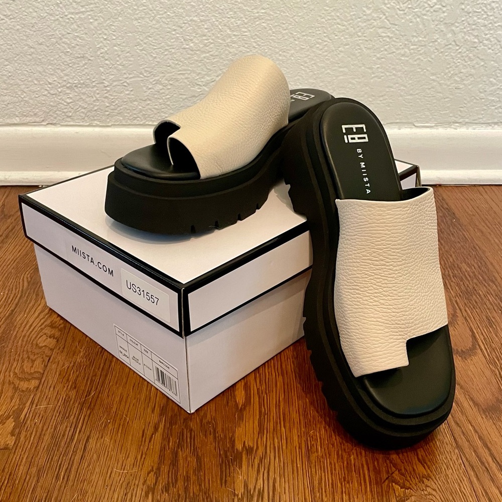 NWB - E8 By Miista Maggie Flatform Sandals Beige/Cream Sandals. Size EU 41.